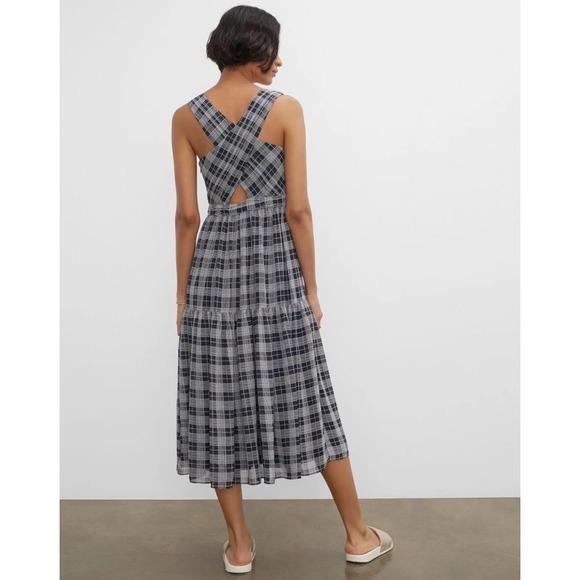 Club Monaco Women' s Blue Plaid Cross Back Midi Dress Size: 00‎ NWT - Picture 3 of 11